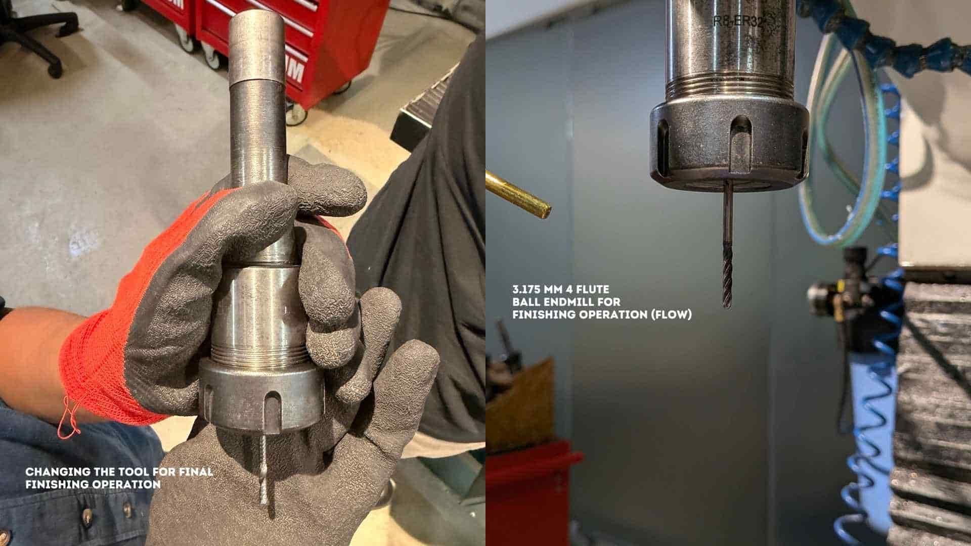 Wax block mounted in vice